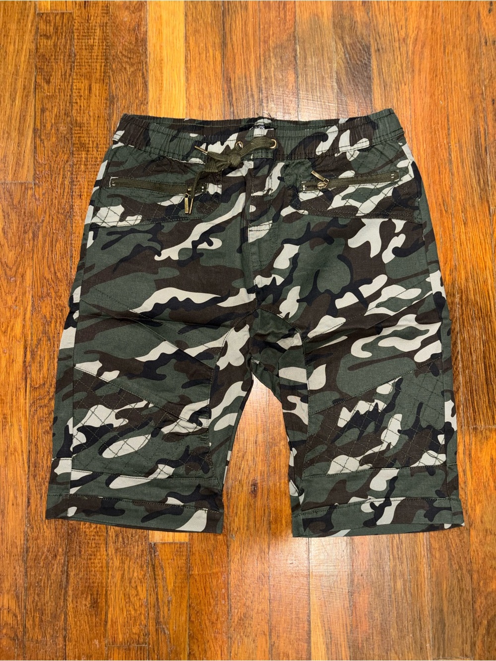 New LR scoop Men's Camo Cargo Shorts with Drawstring Waist - Olive Green